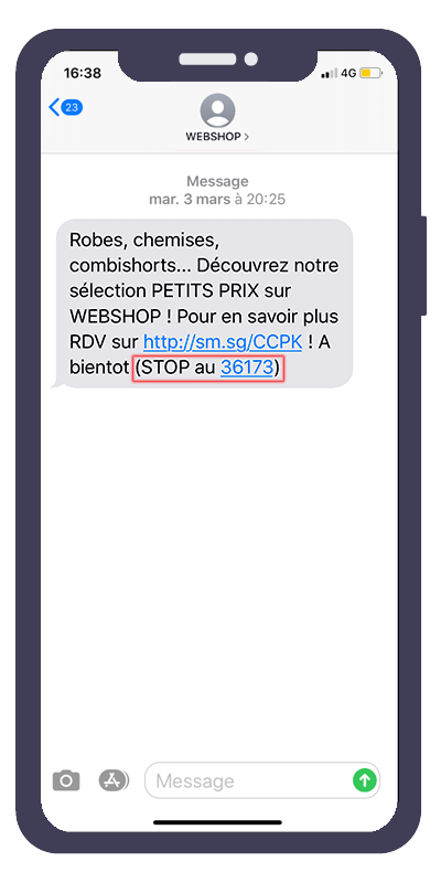 exemple d'utilisation de la mention STOP